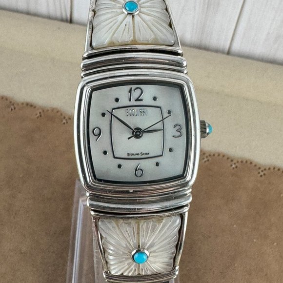 Vintage Sterling Silver Ecclissi Watch Mother of Pearl Dial and Sides - Picture 4 of 10